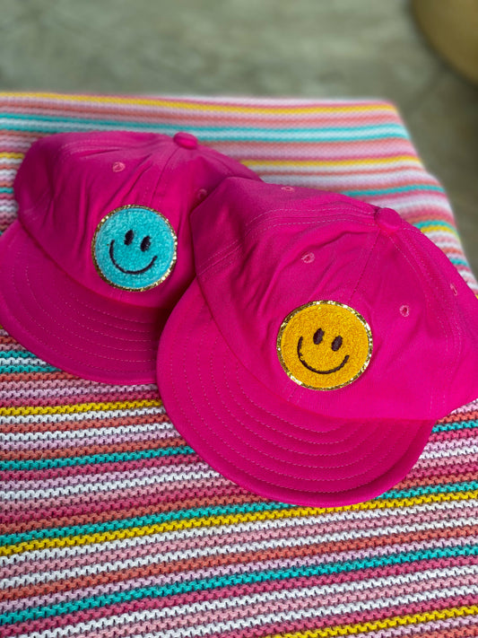 Pink Smiley Ball Hat