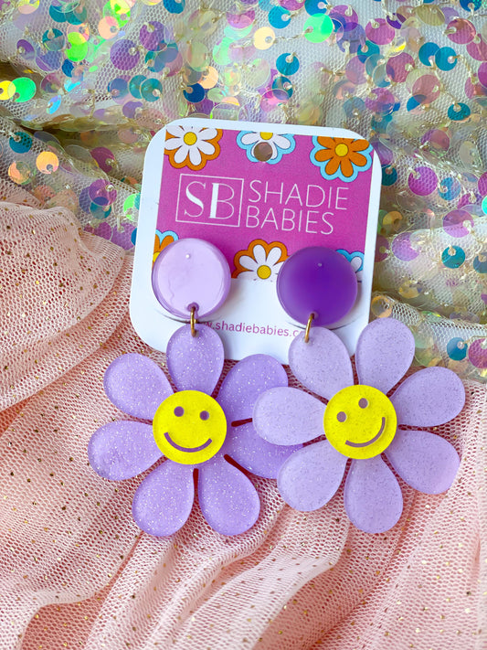 Purple Smiley Earrings