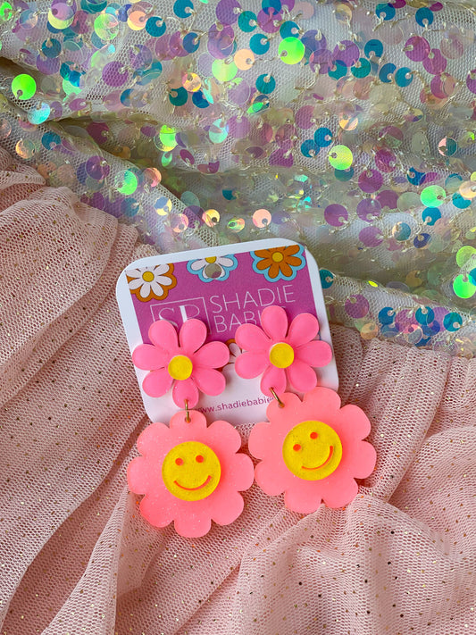 Pink Smiley Earrings